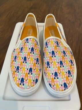 Keds Double Decker Rainbow Print Slip-On Sneakers Women’s Size 7.5 White Multi